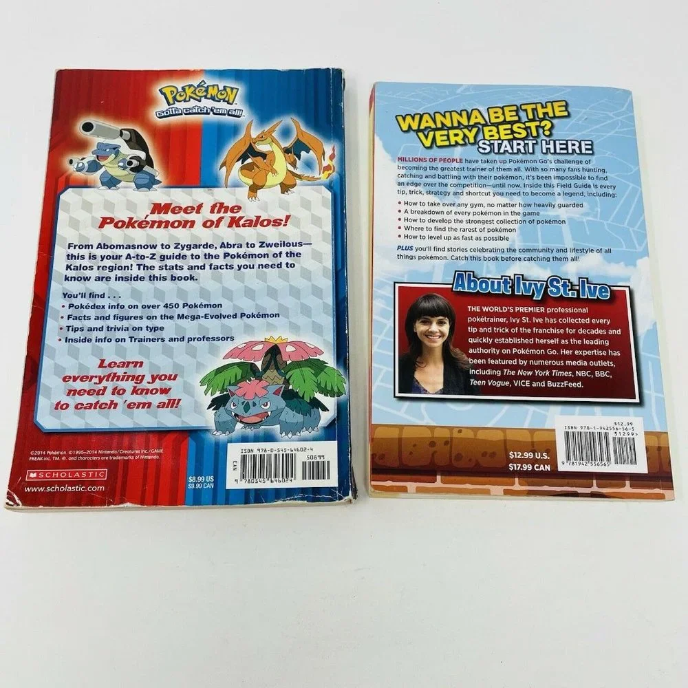 Pokemon Books (Lot of 2) - Pokemon Go Field Guide & Kalos Region Handbook Used